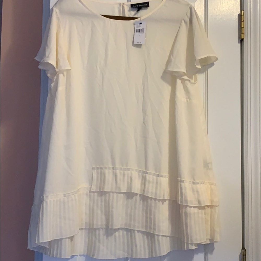NWT! Lane Bryant White Blouse with Ruffle detail